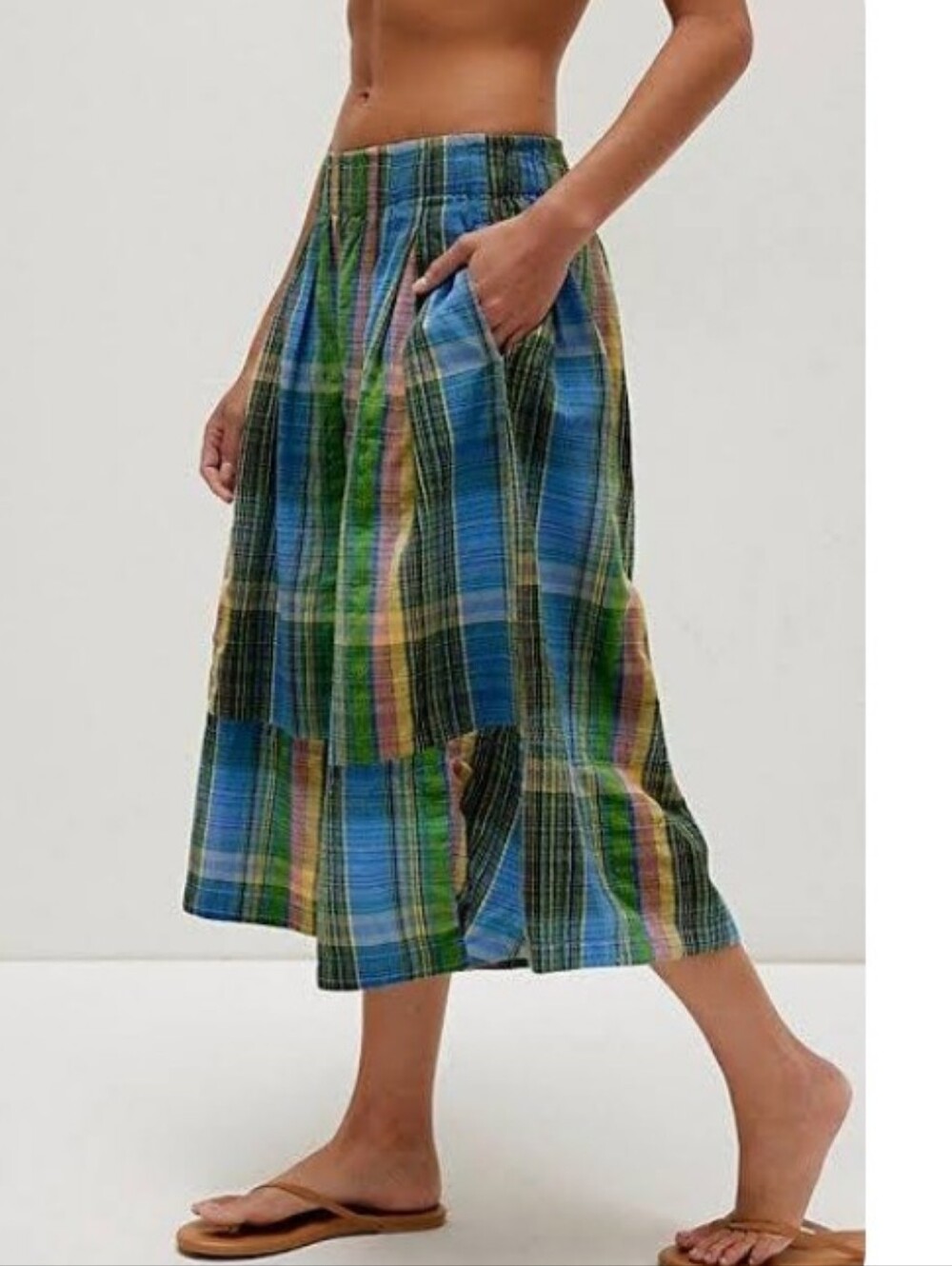 Chou Yatou Wide-Leg Plaid Culotte Pants - Picture 2 of 12